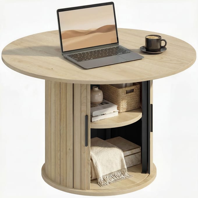 HOMCOM Salontafel - MDF, Staal - 80 x 80 x 50 cm - Natuurlijke houtafwerking