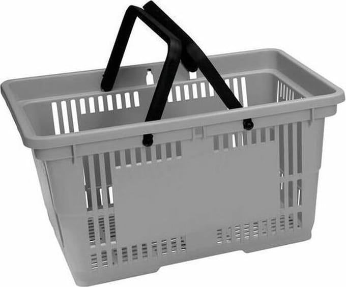 Winkelmandje 28 liter - grijs - 2 handgrepen - 10 stuks