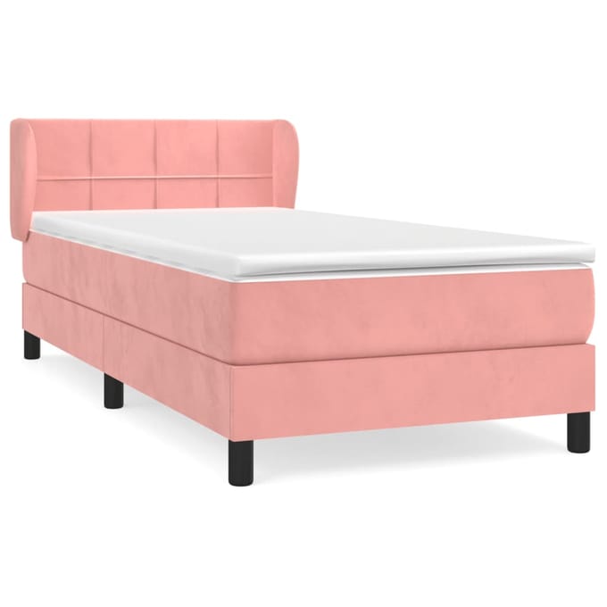 vidaXL - Boxspring - met - matras - fluweel - roze - 80x200 - cm