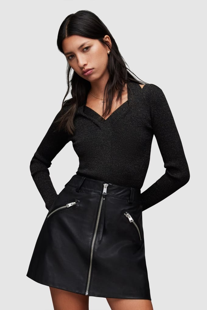AllSaints Chara Jumper Black Taglia: L | Maglie a manica lunga Outlet | Donna | Nero