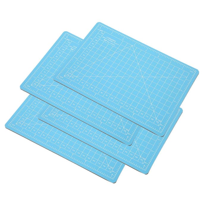 Lot de 4 tapis de découpe A5 bleu ciel, modèle de tampon en caoutchouc, planche à graver