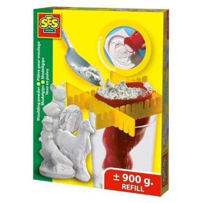 SES Creative - Gips - 900 gram - modelgips - sneldrogend - gieten en schilderen - navulling gips (3x 300 gram)