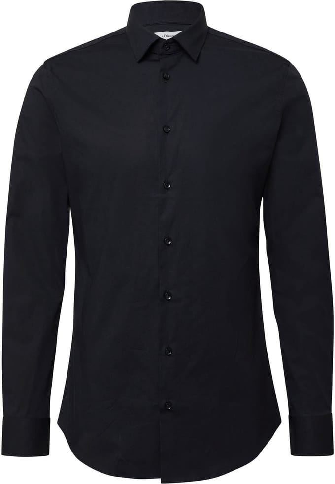 s.Oliver BLACK LABEL - Hemd - Maat 45 - Mannen - ZWART - katoen