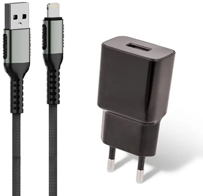 OneOne 2A oplader + 0,2m sterke Lightning kabel. Universele lader adapter past op Apple iPhone 13 Mini, iPhone 13 Pro, iPhone 13 Pro Max, iPhone 14, iPhone 14 Plus, iPhone 14 Pro, iPhone 14 Pro Max