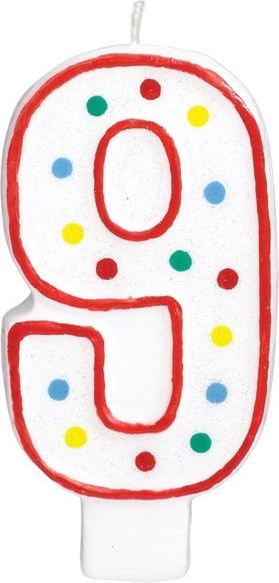 Verjaardag Kaars Cijfer 9 Stippen Taart Decoratie