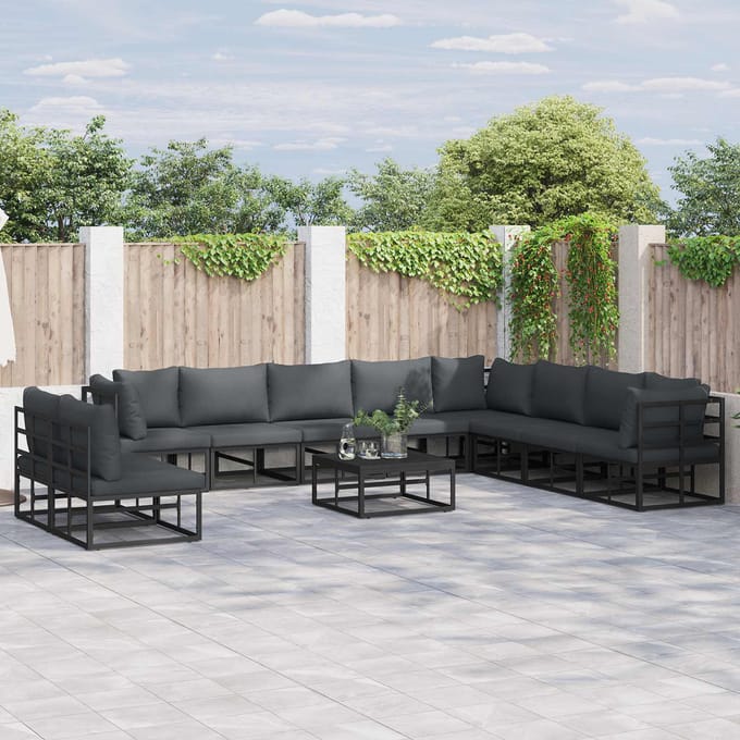 vidaXL - Tuinbank - Set - 10 - st - Zwart - Aluminium
