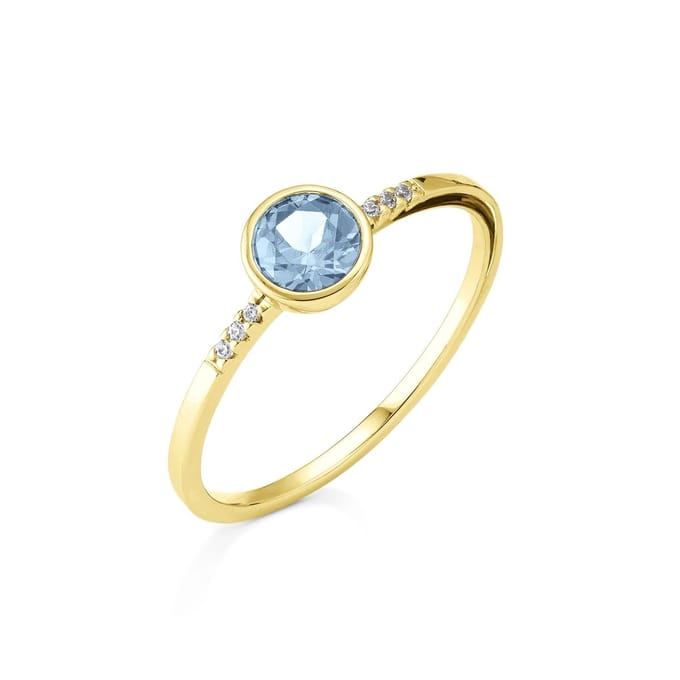 Orolino Ring Gold 585 mit 6x Brillant 0,025ct. und Blautopas (beh.)