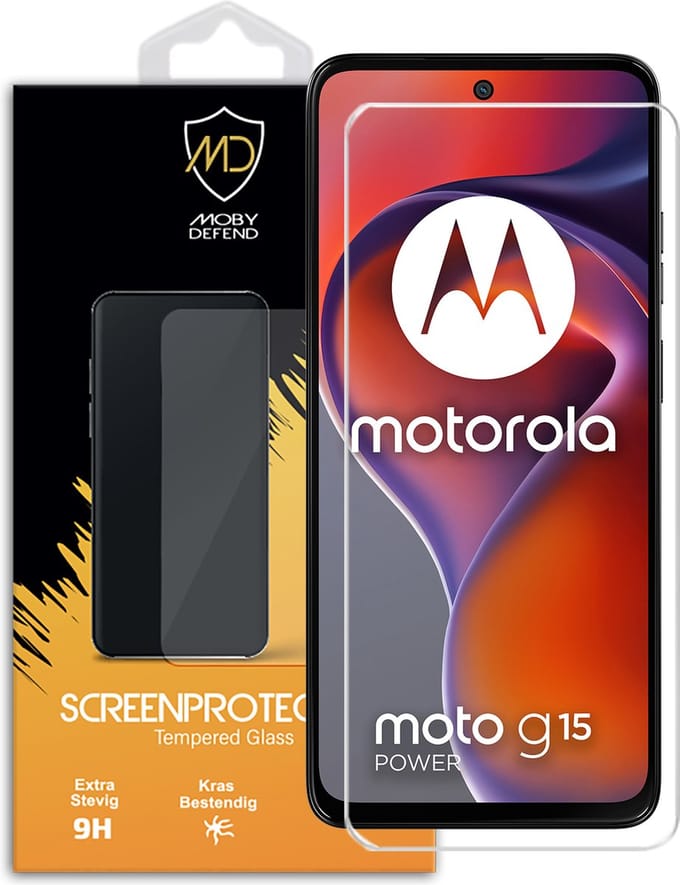 MobyDefend Screenprotector - Geschikt voor Motorola Moto G15 Power - Case-Friendly Screensaver - Gehard Glas
