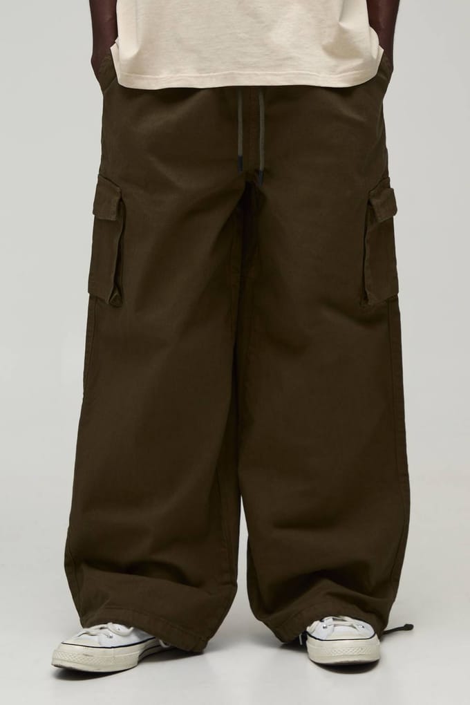 Parachute Fit Elasticated Cargo Trousers | Olive | Size XL