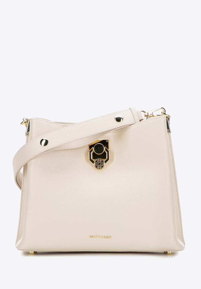 Wittchen Elegance Serie - Leren Schoudertas - Crème - Gesp - Een Wide Band