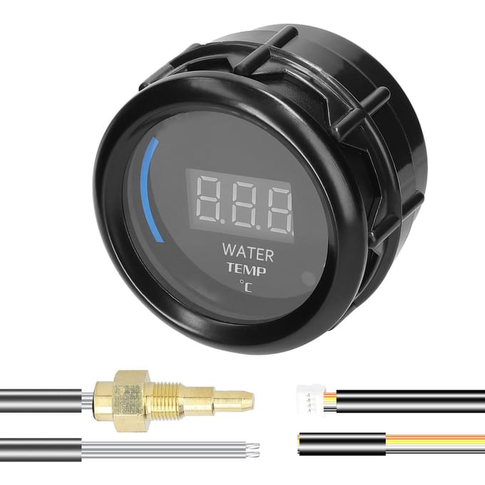 Jauge de température d'eau de 52mm, compteur numérique de voiture, affichage LED 20-120celsius avec fonction d'alarme de capteur pour noir