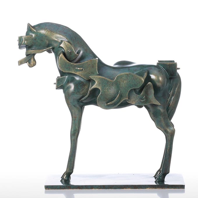 Surrealisme Paard Hars Sculptuur Woondecoratie Moderne Kunst Beeldje Tomfeel gray