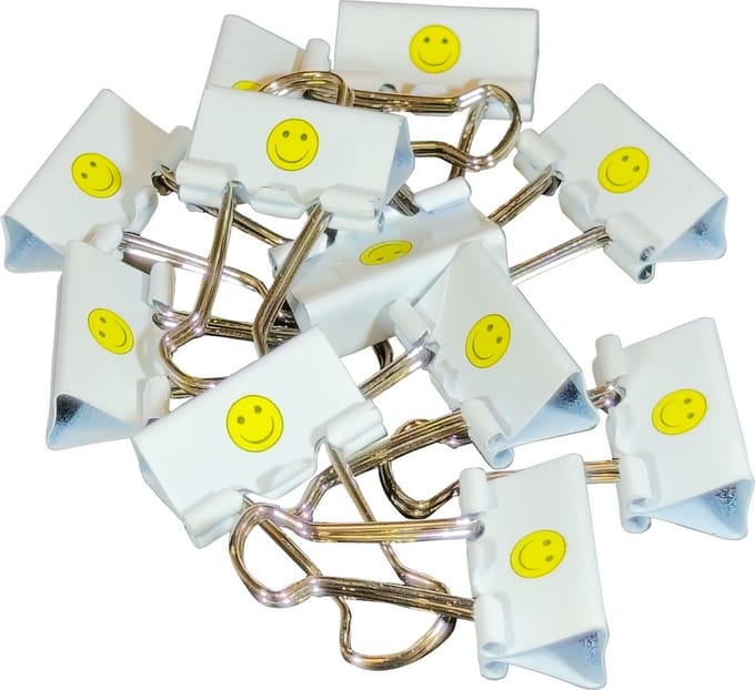 Smiley papierklemmen | Foldbackclip | Wit 25MM | 240 stuks