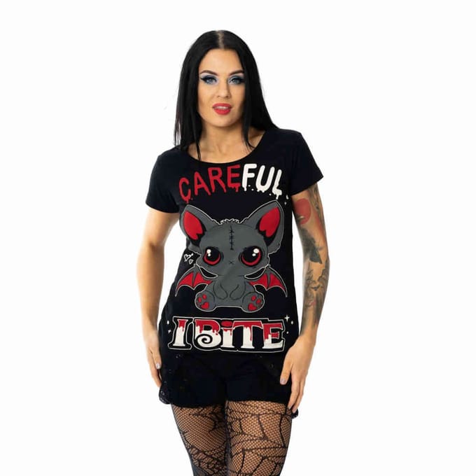 Cupcake Cult - I Bite Dames Tshirt - S - Zwart