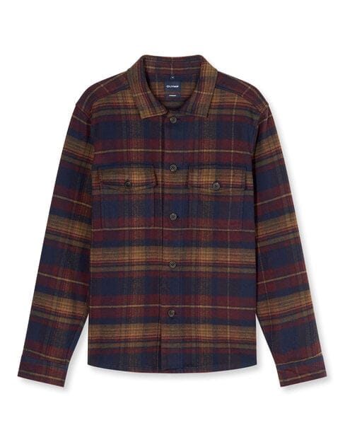 OLYMP Casual Overhemd, Overshirt, Kent, Bordeauxrood