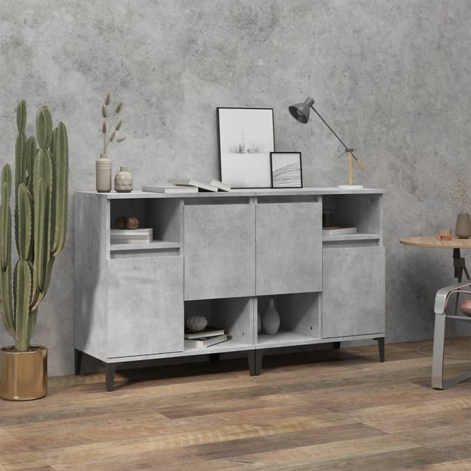 vidaXL - Dressoirs - 2 - st - 60x35x70 - cm - bewerkt - hout - betongrijs