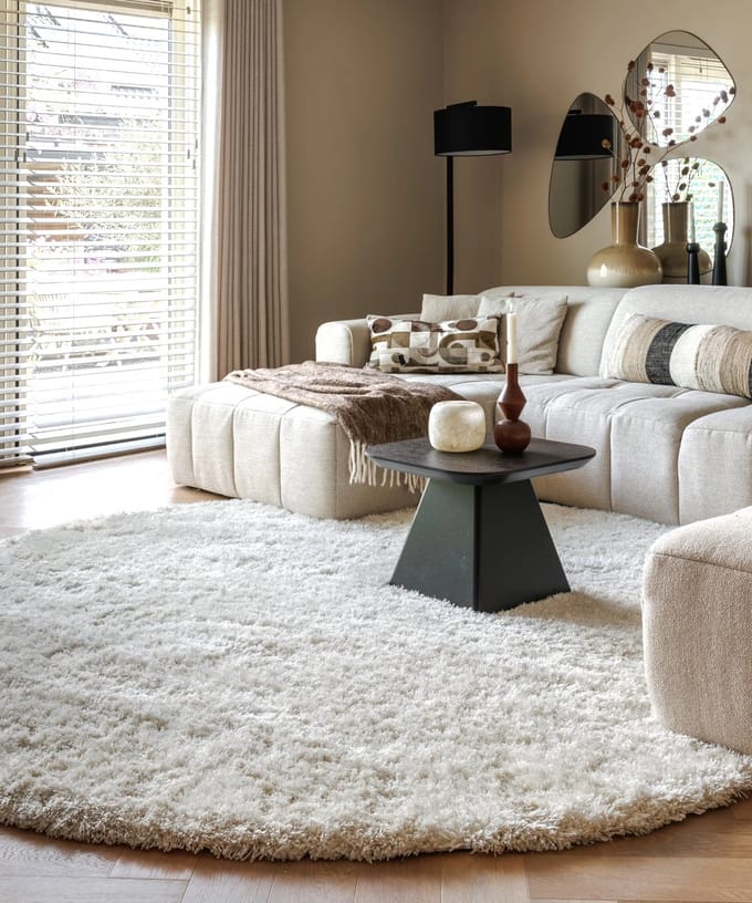 Shaggy vloerkleed rond - Meadow ivoor 100
