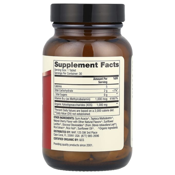 Dr. Mercola, vitamine B12 à croquer, méthylcobalamine, cerise naturelle, 30 comprimés