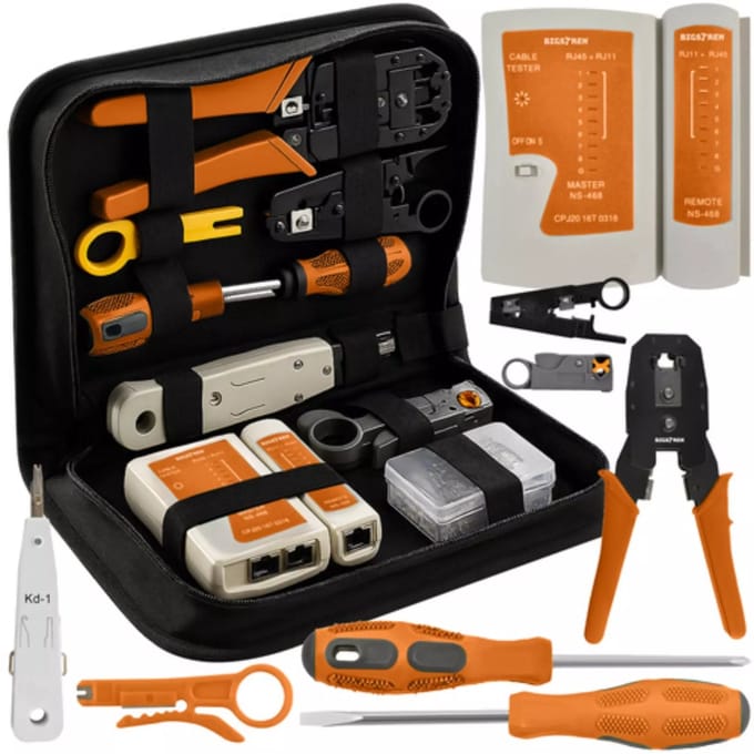Bigstren Netwerkset XXL – RJ45/RJ11 Tester & Gereedschap