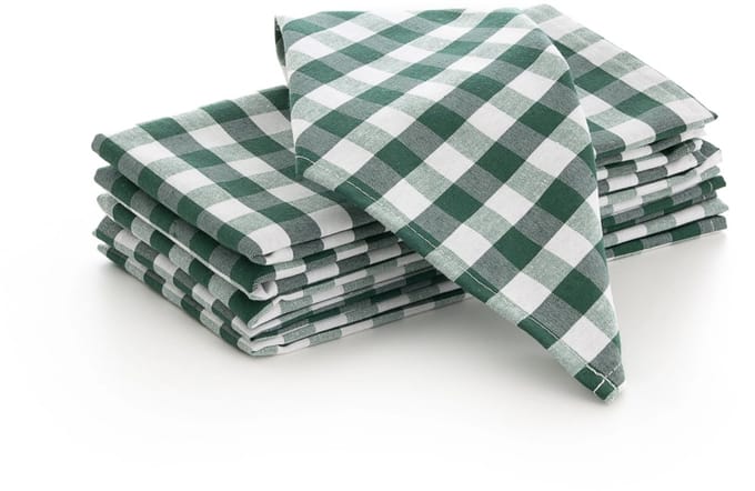 GAMUSI - Set van 6 Servetten Vichy Ruit - 45x45 cm - Katoen Polyester - Herbruikbare Dinerservetten - Horeca Kwaliteit - Groen