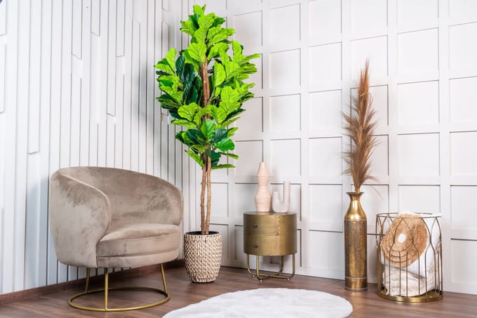 NeverLeafs Vioolbladplant kunstplant 185 cm - Stijlvolle vioolbladplant