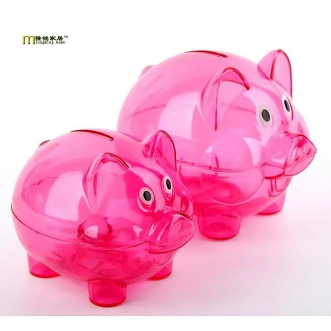 1 ST Candy Transparante Plastic Geld Besparende Doos Koffer Munten Spaarvarken Cartoon Varken Vormig pink