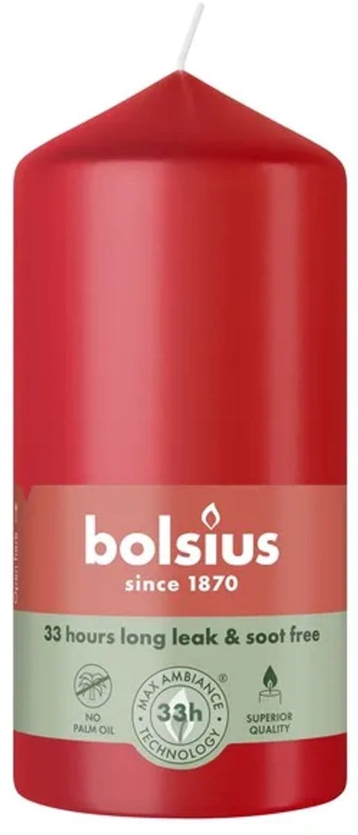 6x Bolsius Stompkaars 120/58 Delicate Red (1 stuk)
