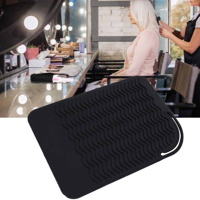Siliconen Haarstrijkijzer Hittebestendige Cover Wikkel Reis Haarkruller Antislip Mat(Zwart ) black