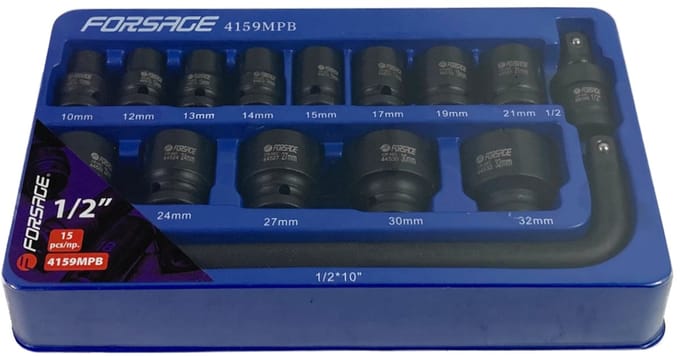 FORSAGE F-4159-5MPB - Slagsleutelset - 10-32 mm - 15 stuks