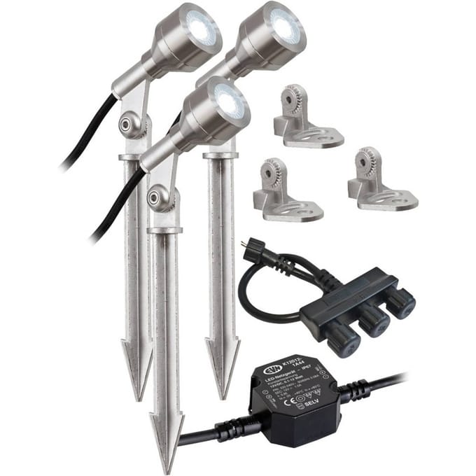 EVN P68123501-3 LED buitenspot, 3 per set, 6.000K