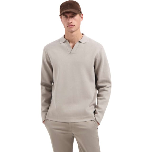 No Excess Pullover Open Polo Collar Relief Clay Size: S | Sweaters Outlet | Heren | Beige