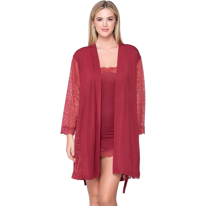 Dames kimono met lange mouwen en kant Luna Micro Touch Lace