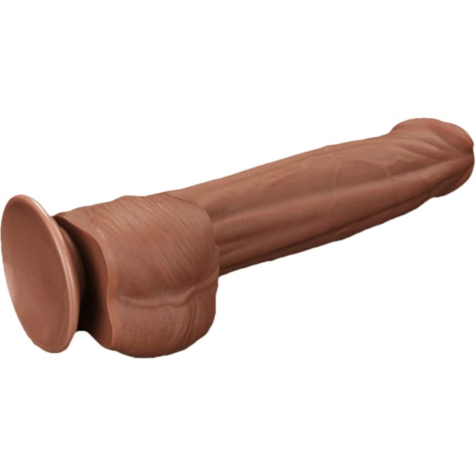 LoveToy - Sliding Skin Dildo 29 cm - Bruin