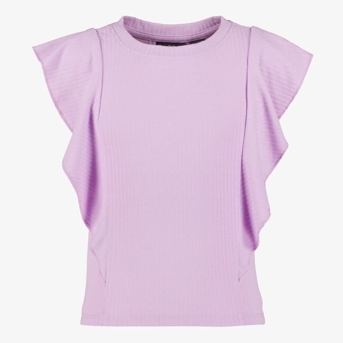 TwoDay meisjes rib top met ruches lila - Maat 170