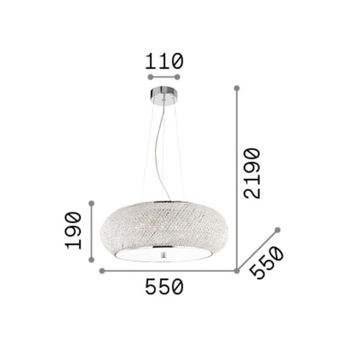IDEAL LUX hanglamp Pasha, goudkleurig/transparant, Ø 55 cm, glas