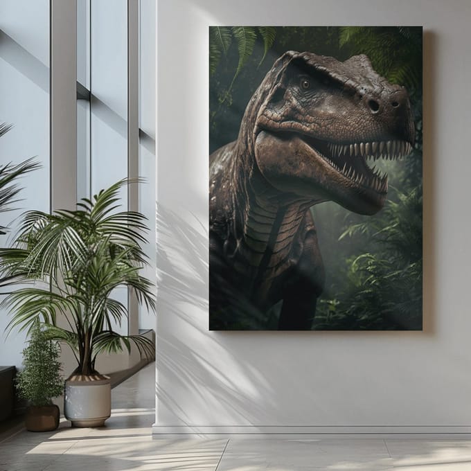 Canvas Schilderij - Dinosaurus - Wanddecoratie - 60x40x2 cm
