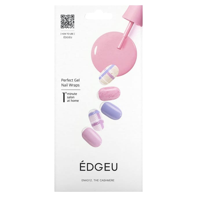 Edgeu, enveloppement parfait des ongles en gel, ENA 312 cachemire, ensemble de 19 pièces pink
