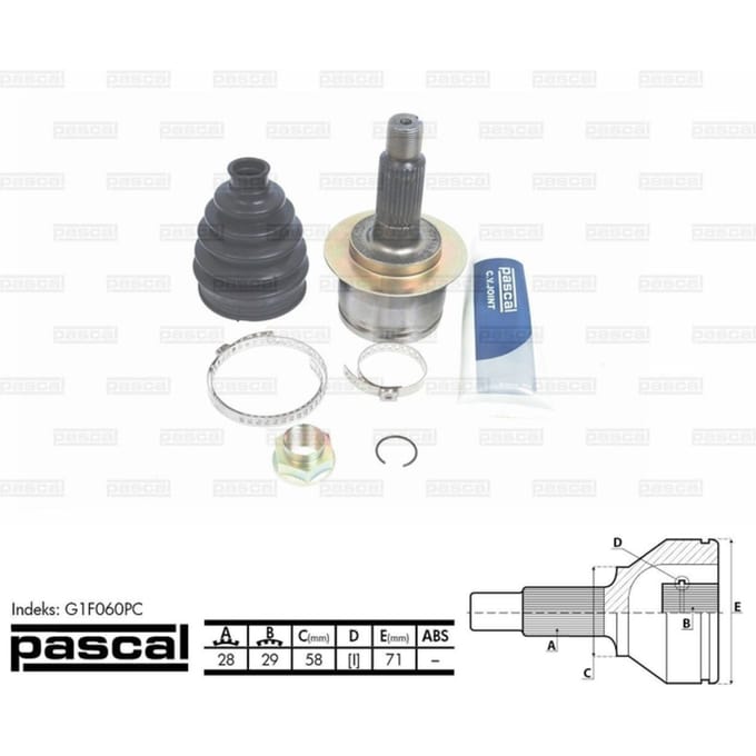 Homokineet reparatie set, aandrijfas PASCAL G1F060PC