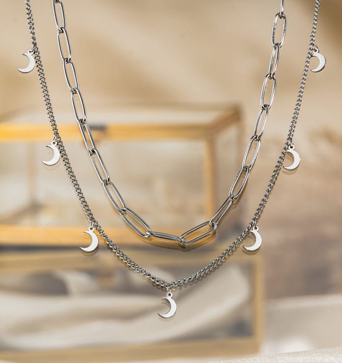 Ketting met Maantjes | Stainless Steel