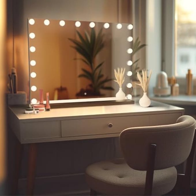 Hollywood Make-up Spiegel met Dimbare LED Lampen - 3 Lichtstanden - 80x60cm