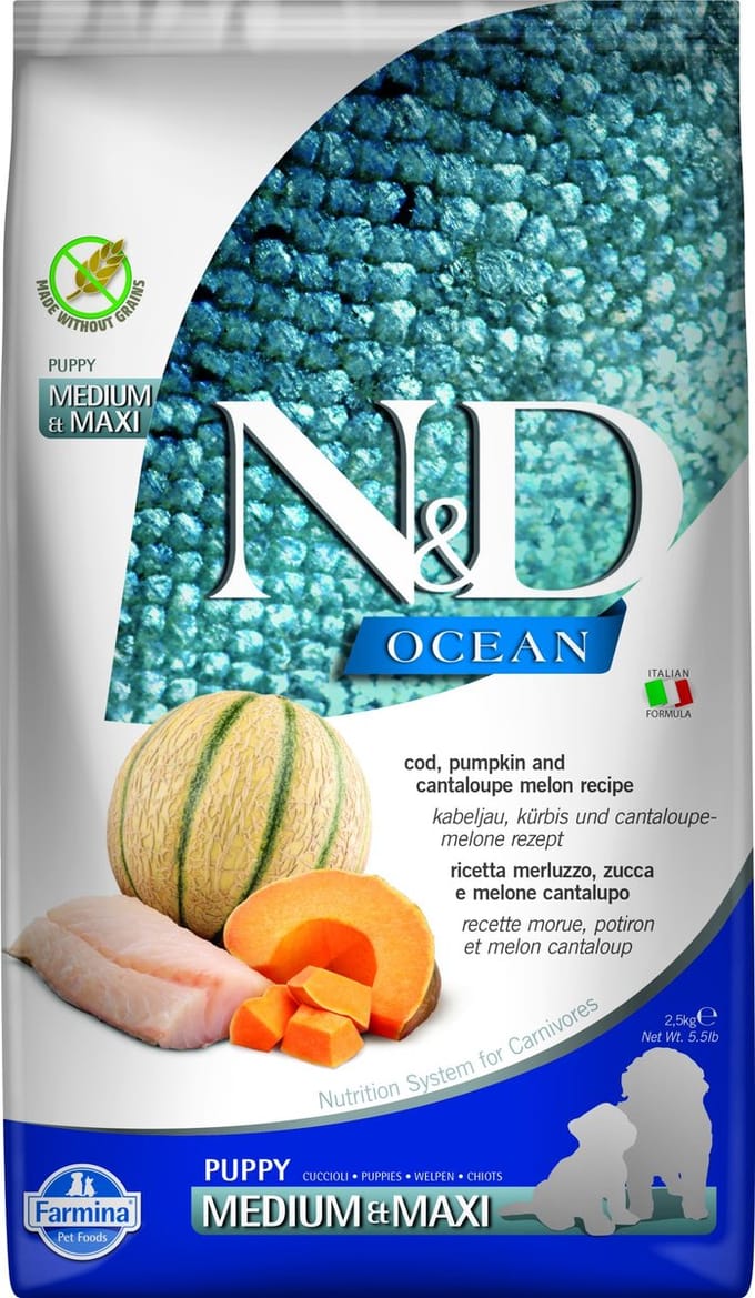 Farmina N&D Ocean kabeljauw met pompoen puppy medium/maxi 2,5 kg
