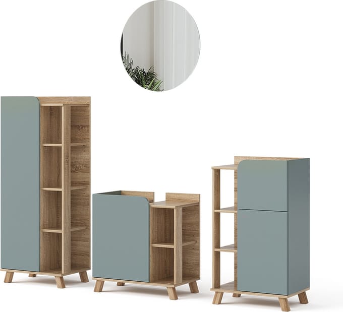 Vicco Badkamermeubelset Karen, Sonoma/Blauw, 4-delig