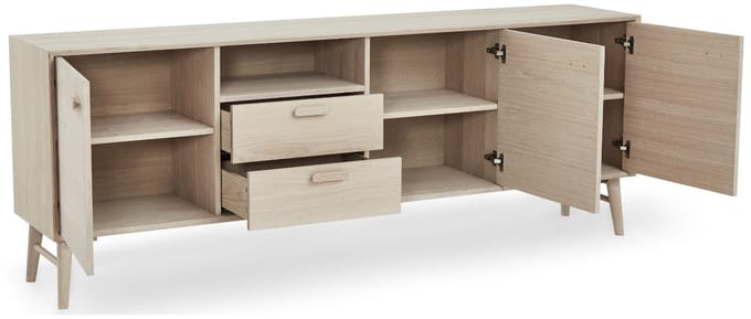 Dressoir Naturel Eiken - 4-Deurs - 212x34x60cm - Dressoir Porto