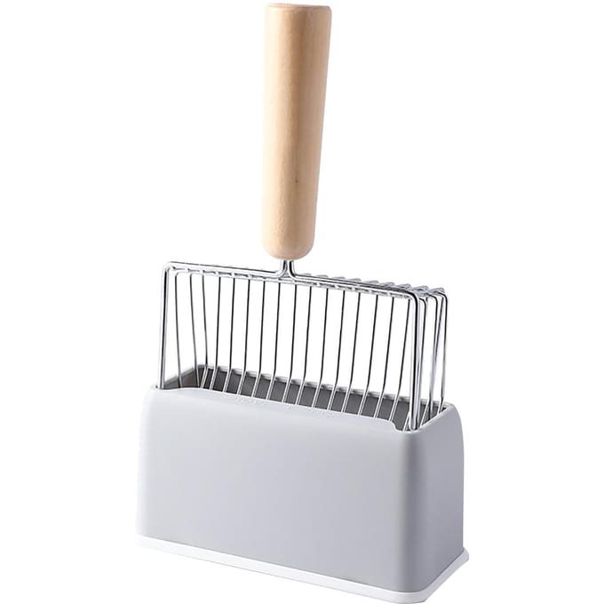 Kattenbakschep Kitty Metalen Schep met Diepe Schep Lange Steel Basis Poep Zeven Kitten Poepschep grijs