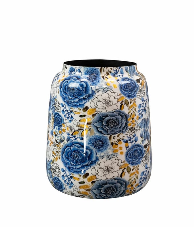 TS Collection Vaas Dutch Blue - blauw - metaal/epoxy - D21 x H24 cm - bloemenvaas - Designed by Lammie