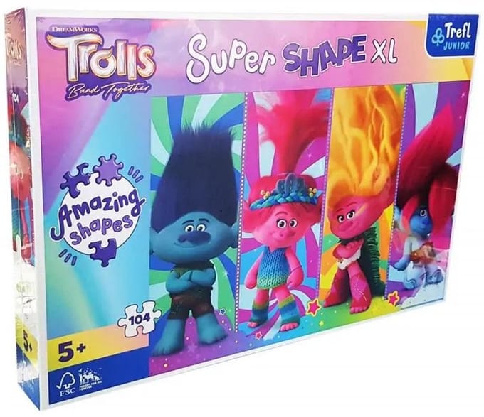 Trefl Spelletjes met Trollen XL Legpuzzel - 104 stukjes - Vanaf 3 jaar