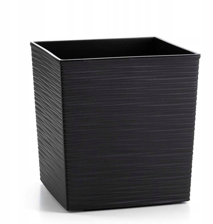 Zwarte vierkante plantenbak met inzet - 25x25 cm - modern design