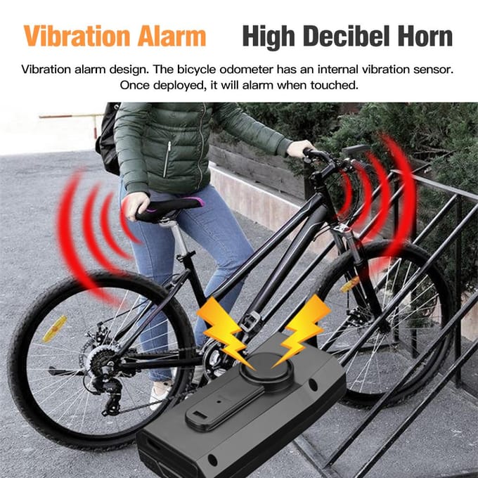 Draadloze fietscomputer met LED-fietsvoorlichthoorn Fietssnelheidsmeter zwart