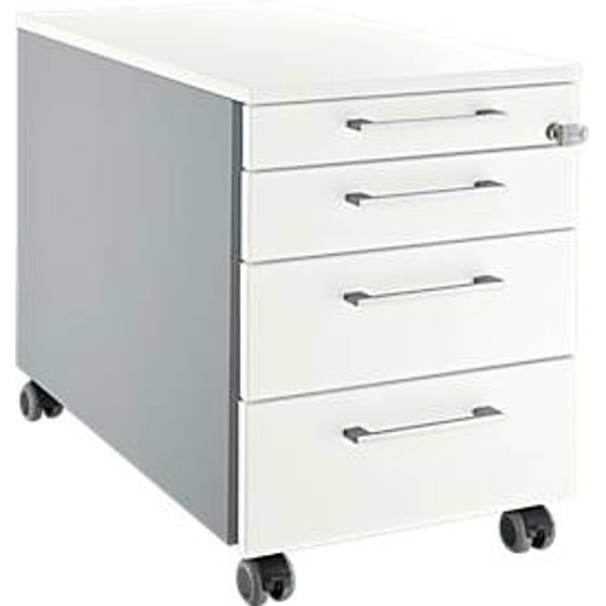 Schäfer Shop Select mobiele container 1233, met vierkant handvat, blank aluminium/wit
