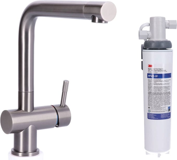 STAHL Keukenkraan Gun Metal massief RVS inclusief 3M waterfilter